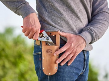 Lederen holster felco 910 met riemlussen en metalen riemclip